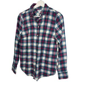 J Crew Plaid Button Down Shirt Womens XS Long Sleeve Pink Blue NWT